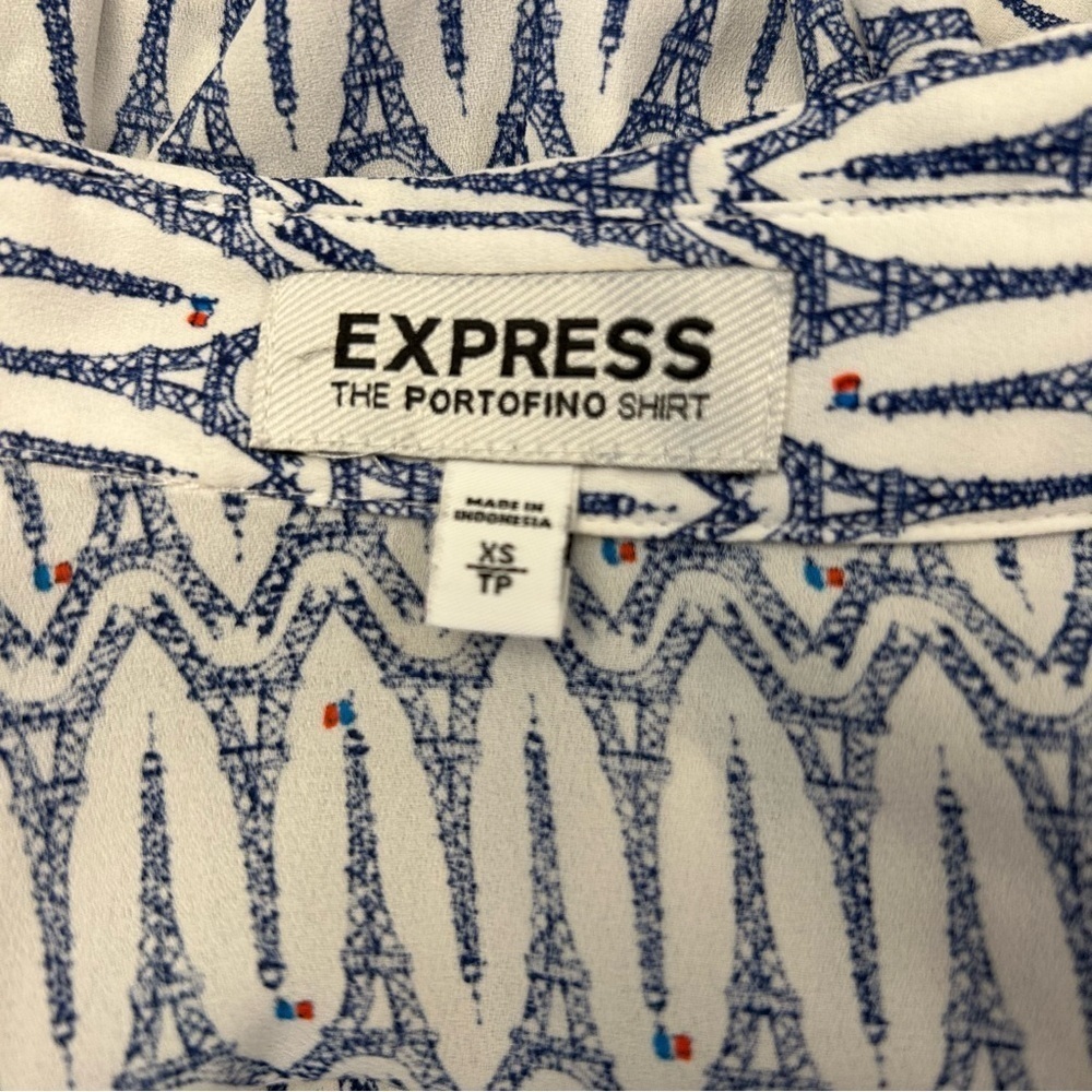 EXPRESS Portofino “Eiffel Tower” Print Button Down Shirt - Picture 13 of 13